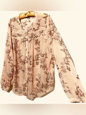 Torrid Top 1 Pink Floral Silky Sheer Fairycore Button Down Fairy Shirt Blouse 1X